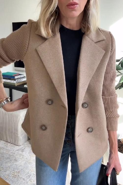 Blazer | Zweireihig | Strickärmel | Damenblazer-HauteBerlin