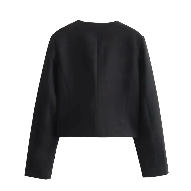 Blazerjacke | Knopfleiste | Taschen | Kurze Jacke | Damenjacke-HauteBerlin