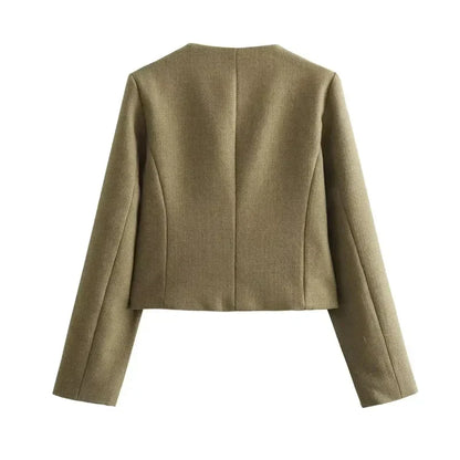 Blazerjacke | Knopfleiste | Taschen | Kurze Jacke | Damenjacke-HauteBerlin