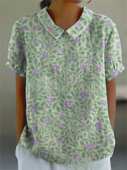 Blumenbluse | Kurzarm | Loose Fit | Sommertop-HauteBerlin