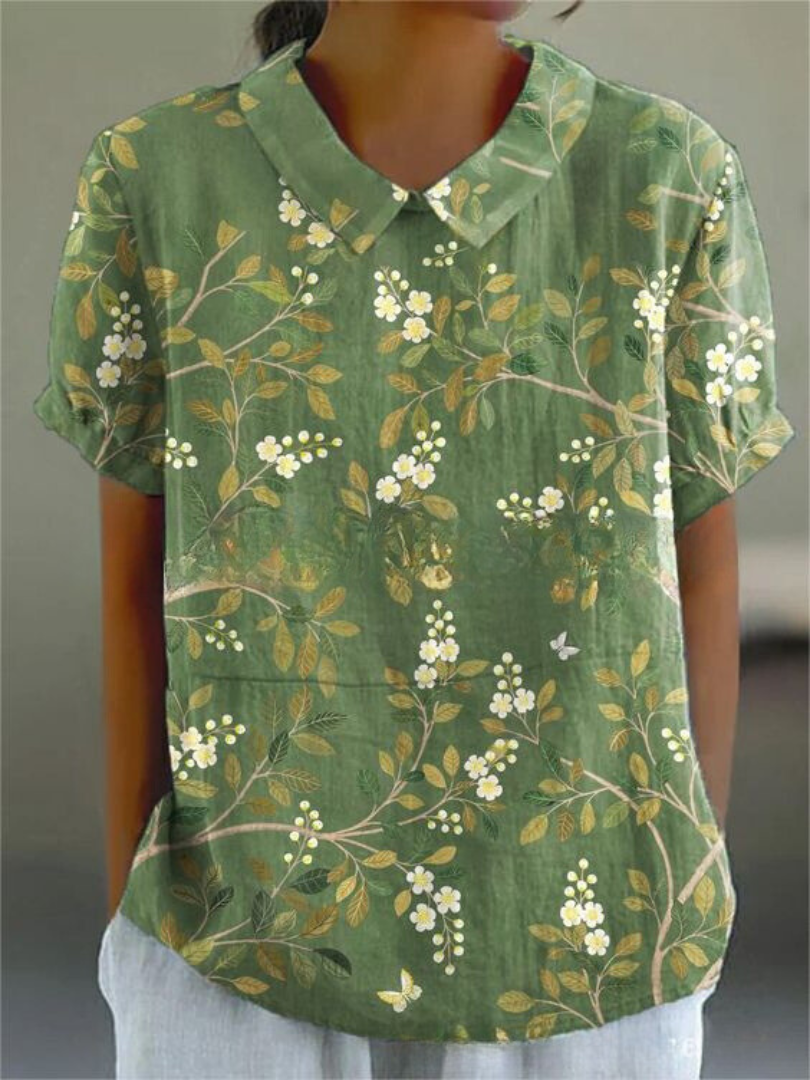 Blumenbluse | Kurzarm | Loose Fit | Sommertop-HauteBerlin