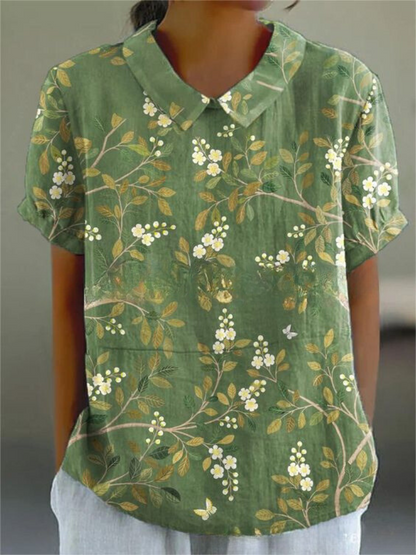 Blumenbluse | Kurzarm | Loose Fit | Sommertop-HauteBerlin