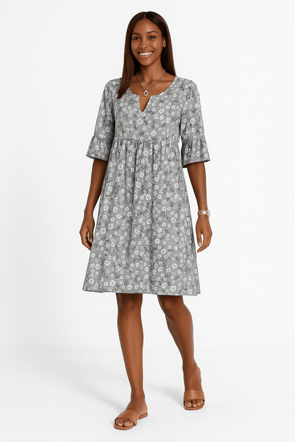 Blumenkleid | Kurzarm | Knielang | A-Linien-Kleid | Sommerkleid-HauteBerlin