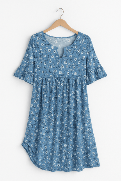 Blumenkleid | Kurzarm | Knielang | A-Linien-Kleid | Sommerkleid-HauteBerlin
