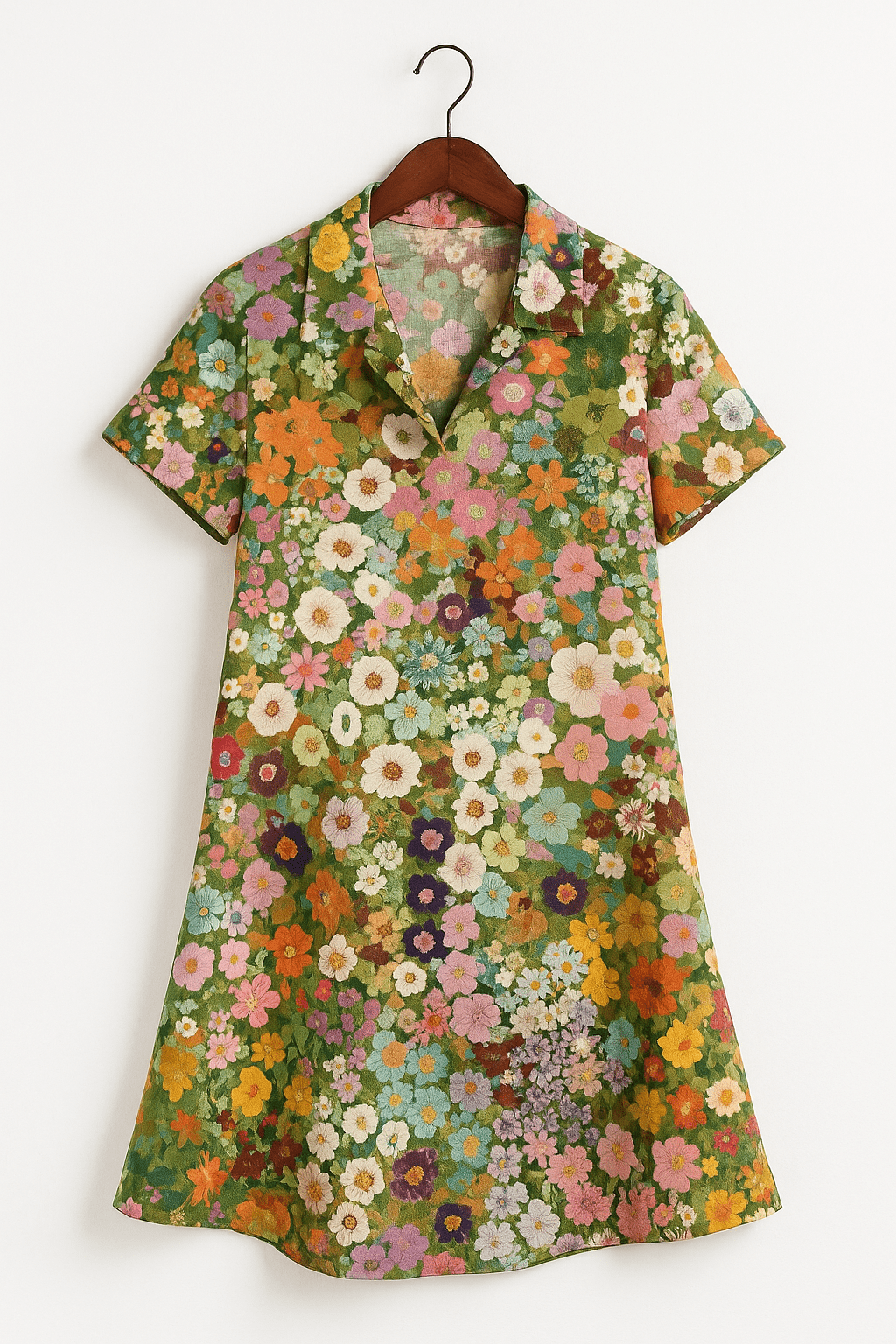 Blumenkleid – Kurzarm – Mit Kragen – Minikleid – Sommerkleid-HauteBerlin