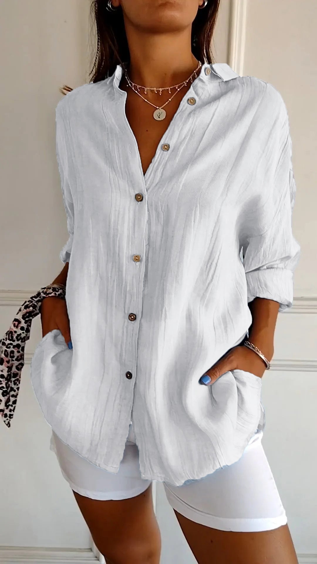 Bluse | Leicht | Langarm | Damen-Hemdbluse mit Knopfleiste-HauteBerlin