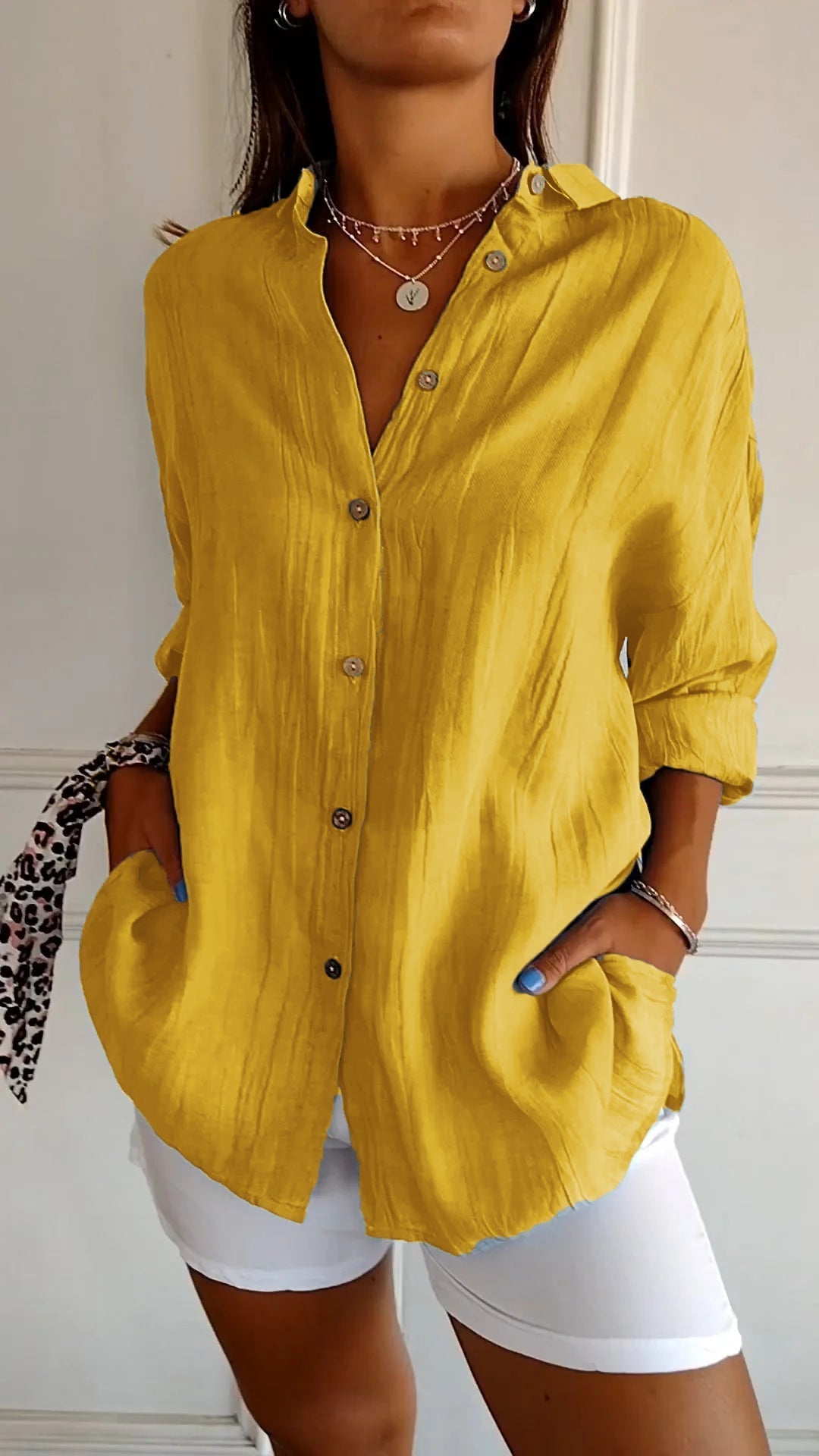 Bluse | Leicht | Langarm | Damen-Hemdbluse mit Knopfleiste-HauteBerlin