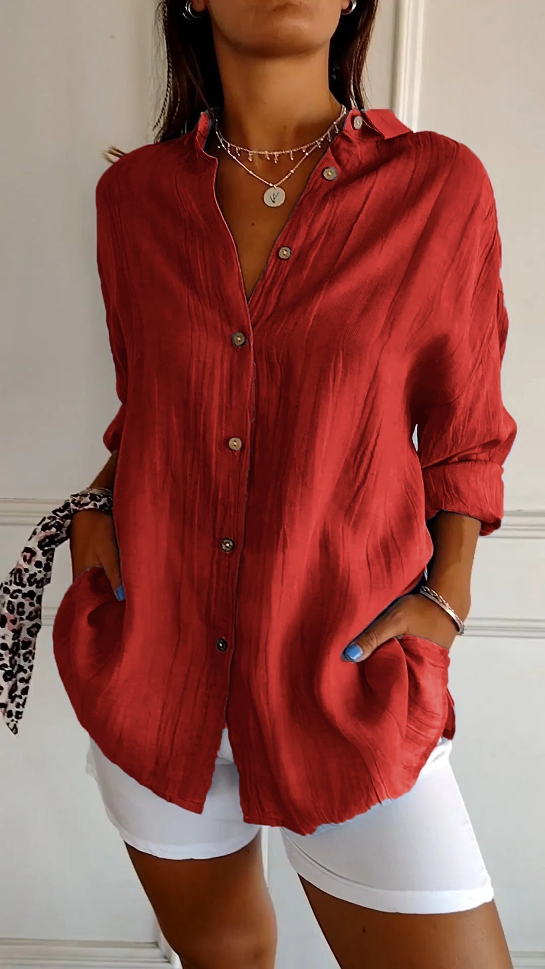 Bluse | Leicht | Langarm | Damen-Hemdbluse mit Knopfleiste-HauteBerlin