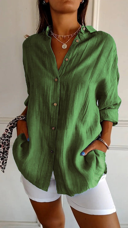 Bluse | Leicht | Langarm | Damen-Hemdbluse mit Knopfleiste-HauteBerlin