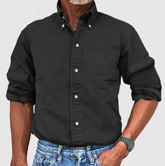 Button-Up-Hemd – Langarm – Mit Kragen – Jeanshemd – Herrenbekleidung-HauteBerlin