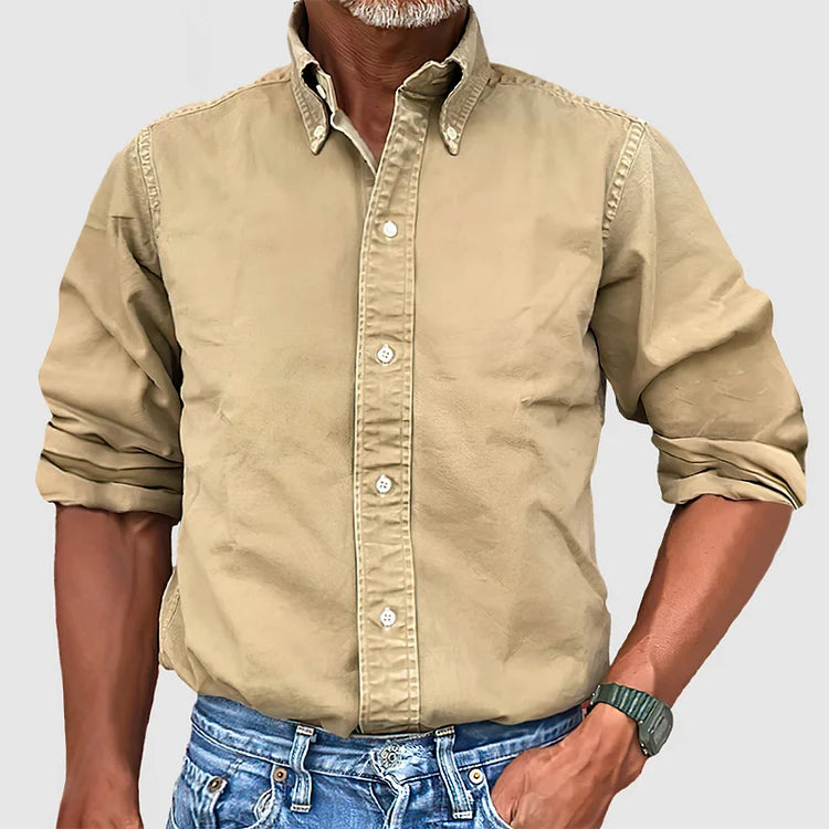 Button-Up-Hemd – Langarm – Mit Kragen – Jeanshemd – Herrenbekleidung-HauteBerlin