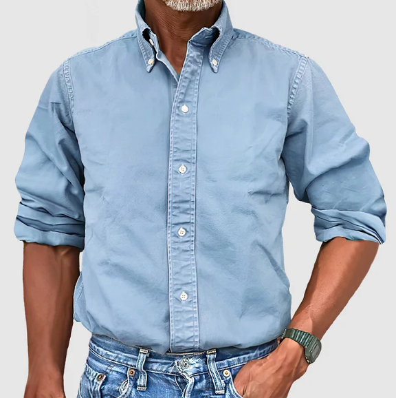 Button-Up-Hemd – Langarm – Mit Kragen – Jeanshemd – Herrenbekleidung-HauteBerlin