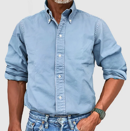 Button-Up-Hemd – Langarm – Mit Kragen – Jeanshemd – Herrenbekleidung-HauteBerlin