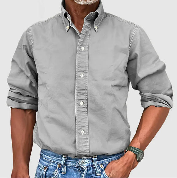 Button-Up-Hemd – Langarm – Mit Kragen – Jeanshemd – Herrenbekleidung-HauteBerlin