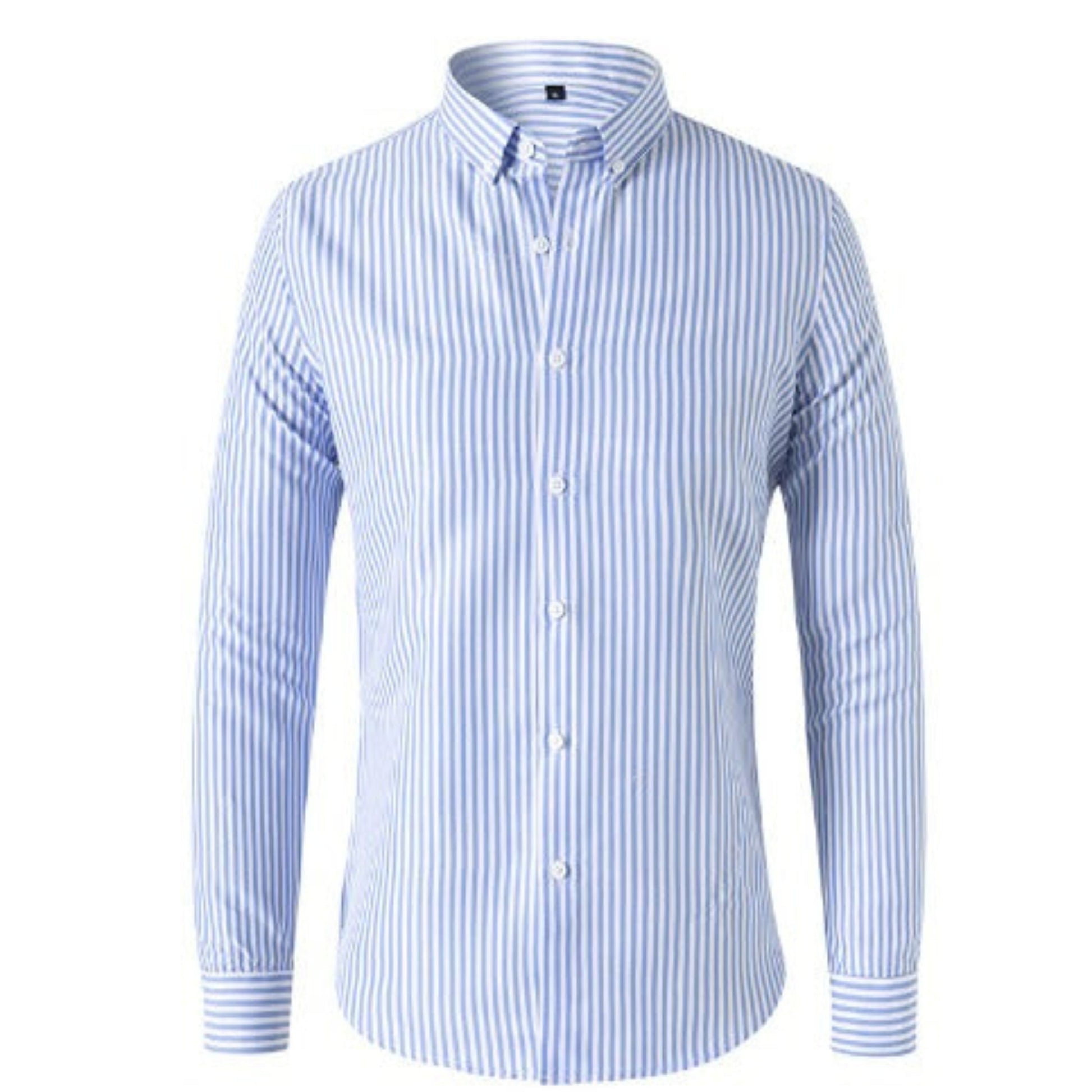 Button-Up-Hemd – Langärmliges Herrenhemd mit Kragen und Streifenmuster-HauteBerlin