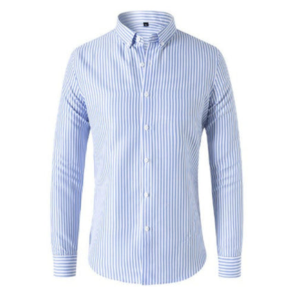 Button-Up-Hemd – Langärmliges Herrenhemd mit Kragen und Streifenmuster-HauteBerlin