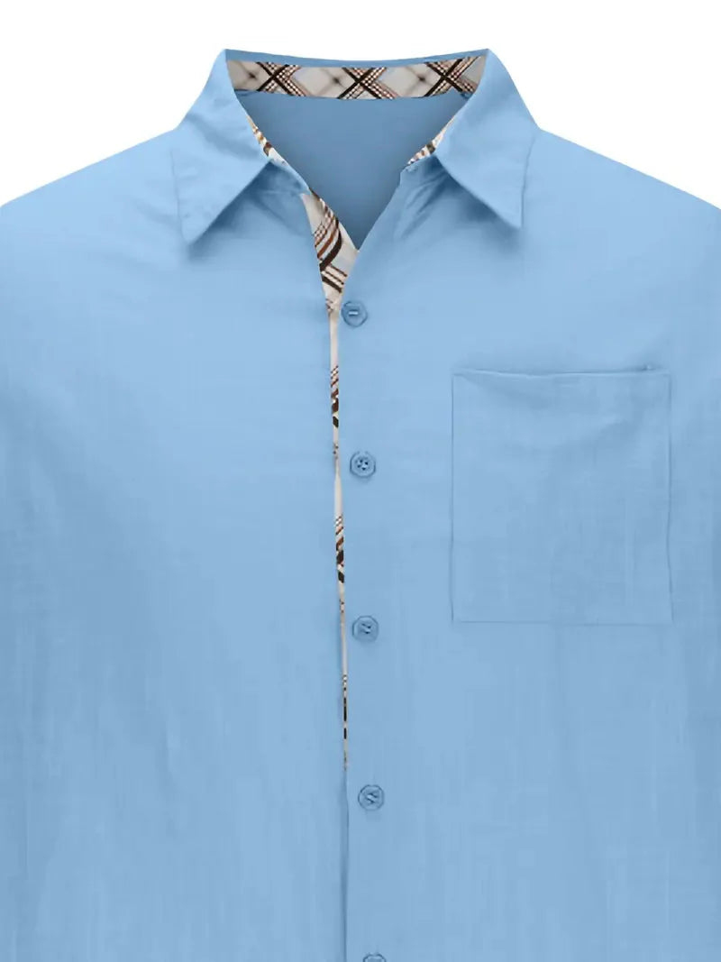 Button-Up Hemd - Umlegekragen - Brusttasche - Kurzarmhemd - Herrenhemd-HauteBerlin