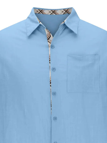 Button-Up Hemd - Umlegekragen - Brusttasche - Kurzarmhemd - Herrenhemd-HauteBerlin