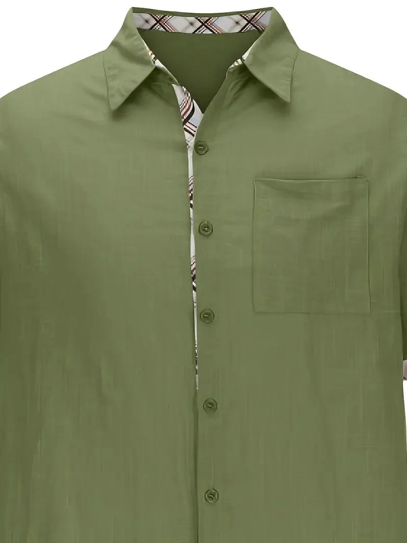 Button-Up Hemd - Umlegekragen - Brusttasche - Kurzarmhemd - Herrenhemd-HauteBerlin