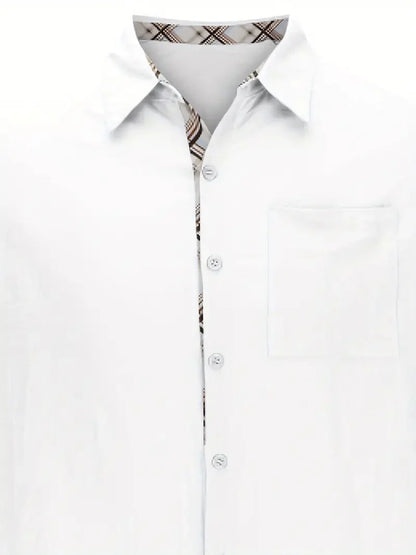 Button-Up Hemd - Umlegekragen - Brusttasche - Kurzarmhemd - Herrenhemd-HauteBerlin