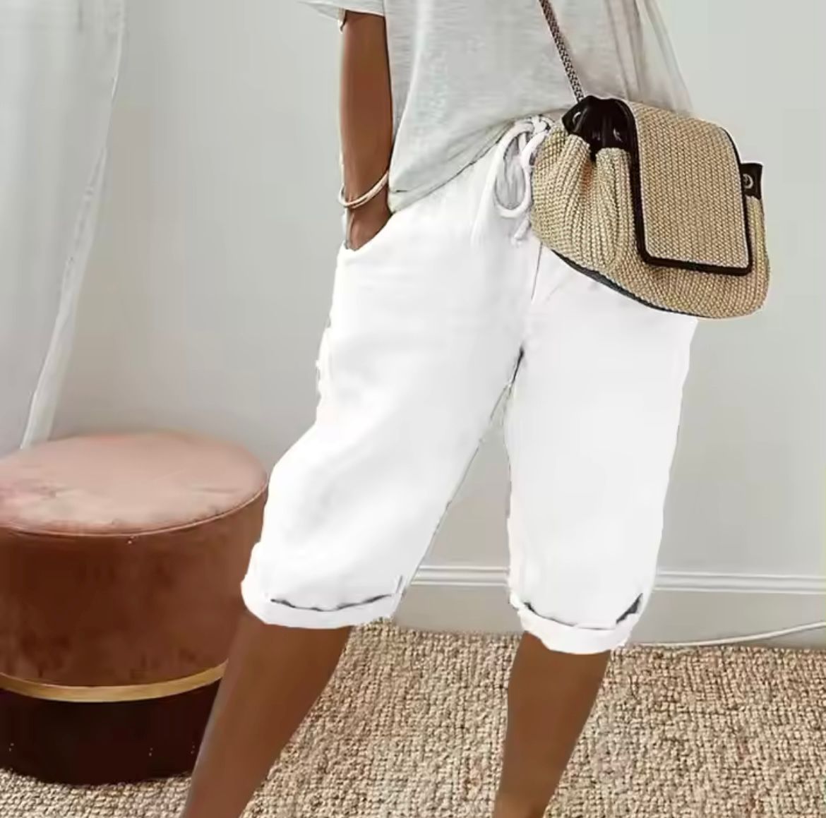 Caprihose – Lässige, kurze Sommerhose aus Leinen für Damen-HauteBerlin