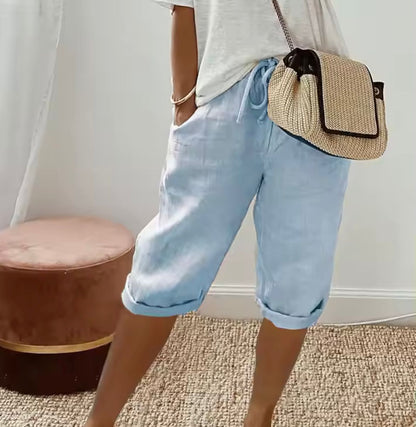 Caprihose – Lässige, kurze Sommerhose aus Leinen für Damen-HauteBerlin