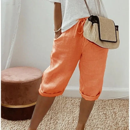 Caprihose – Lässige, kurze Sommerhose aus Leinen für Damen-HauteBerlin