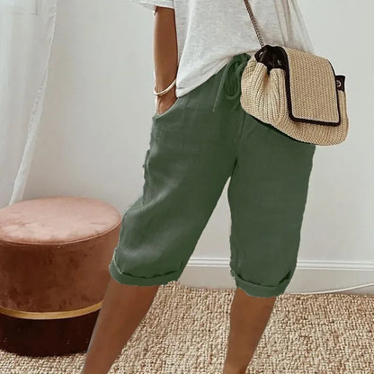 Caprihose – Lässige, kurze Sommerhose aus Leinen für Damen-HauteBerlin