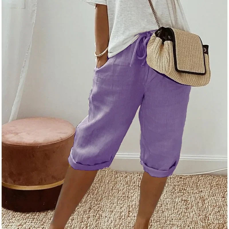 Caprihose – Lässige, kurze Sommerhose aus Leinen für Damen-HauteBerlin