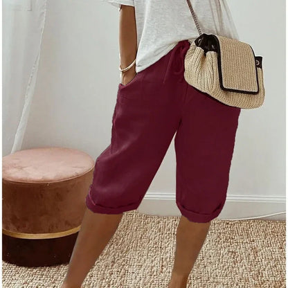 Caprihose – Lässige, kurze Sommerhose aus Leinen für Damen-HauteBerlin