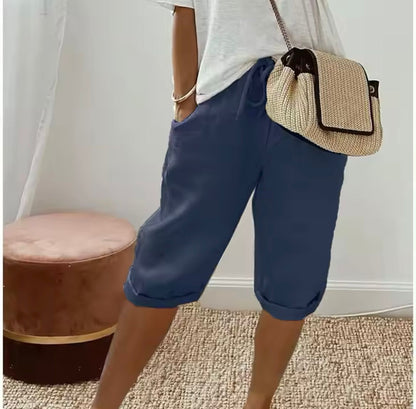 Caprihose – Lässige, kurze Sommerhose aus Leinen für Damen-HauteBerlin
