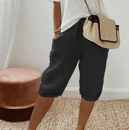 Caprihose – Lässige, kurze Sommerhose aus Leinen für Damen-HauteBerlin