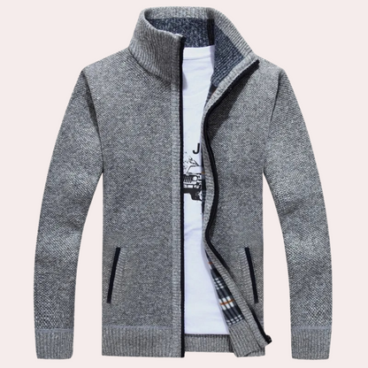 Cardigan mit Reißverschluss – Warm – Kariertes Futter – Gestrickter Cardigan – Cardigan für Herren-HauteBerlin