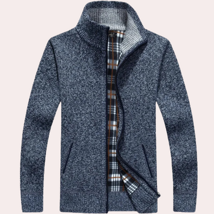 Cardigan mit Reißverschluss – Warm – Kariertes Futter – Gestrickter Cardigan – Cardigan für Herren-HauteBerlin