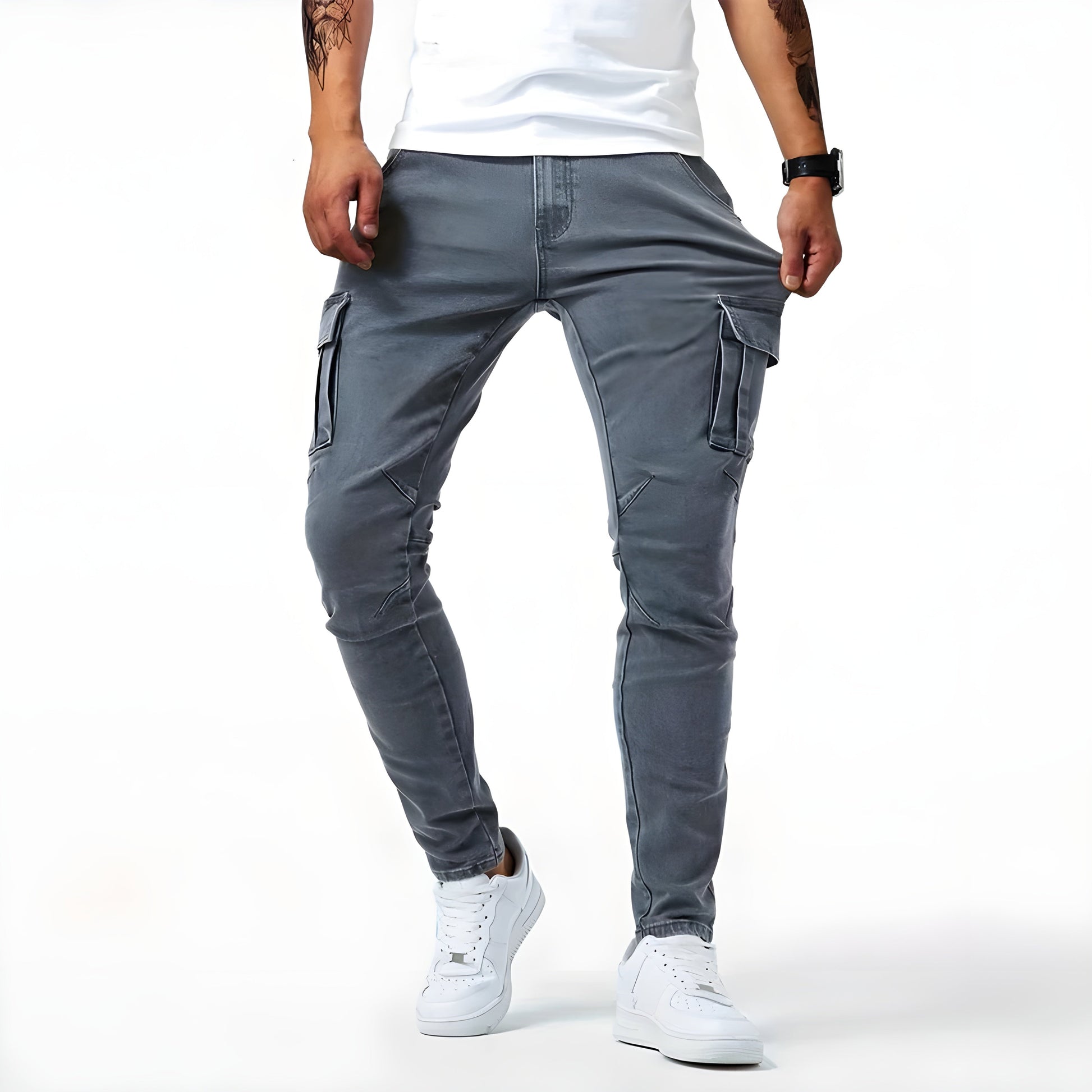 Cargo-Jeans – dehnbar – schmale Passform – Cargohosen – Herrenhosen-HauteBerlin