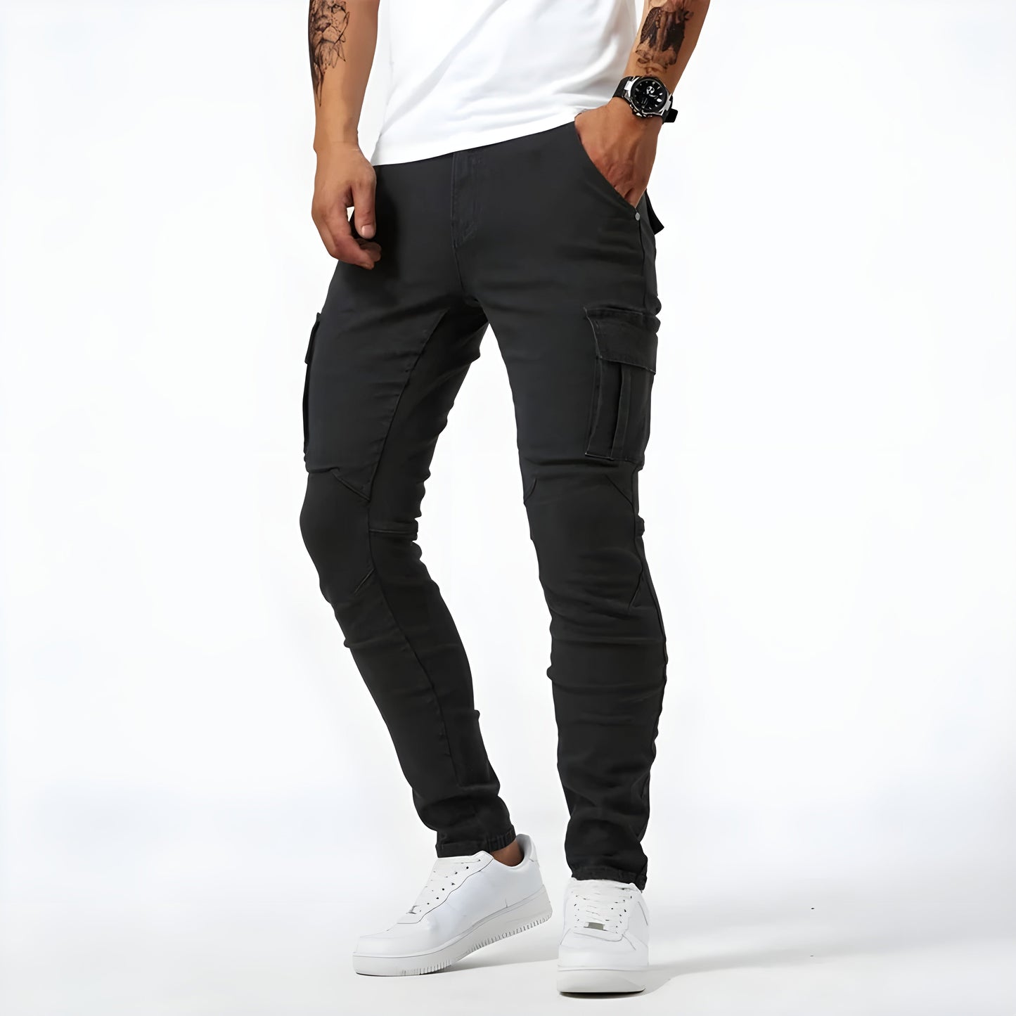 Cargo-Jeans – dehnbar – schmale Passform – Cargohosen – Herrenhosen-HauteBerlin