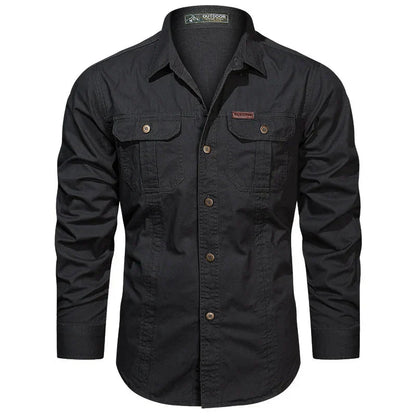 Cargo-Shirt – Langärmliges Herrenhemd mit Knöpfen und Taschen-HauteBerlin
