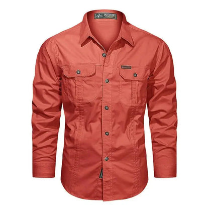 Cargo-Shirt – Langärmliges Herrenhemd mit Knöpfen und Taschen-HauteBerlin