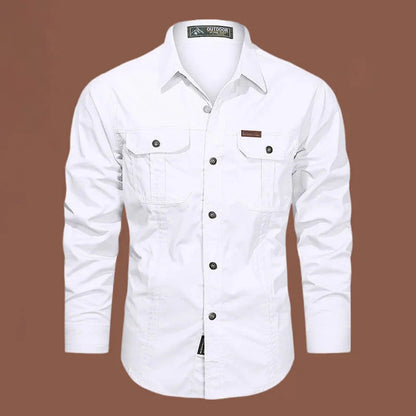 Cargo-Shirt – Langärmliges Herrenhemd mit Knöpfen und Taschen-HauteBerlin