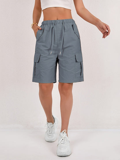 Cargo-Shorts – Elastischer Bund – Lockere Passform – Freizeit-Shorts – Damen-Shorts-HauteBerlin