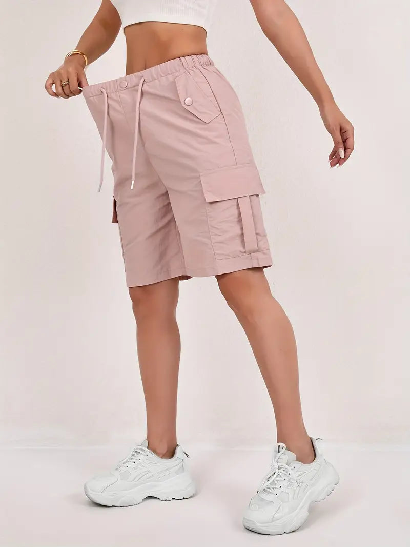 Cargo-Shorts – Elastischer Bund – Lockere Passform – Freizeit-Shorts – Damen-Shorts-HauteBerlin