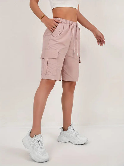 Cargo-Shorts – Elastischer Bund – Lockere Passform – Freizeit-Shorts – Damen-Shorts-HauteBerlin