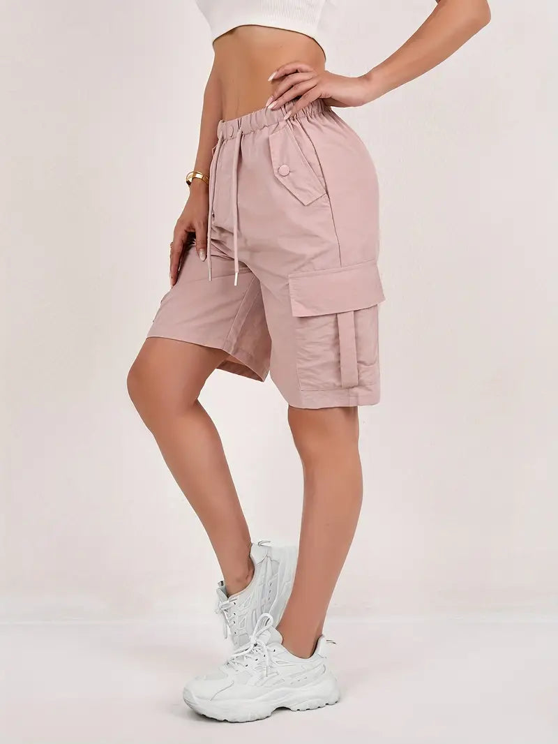 Cargo-Shorts – Elastischer Bund – Lockere Passform – Freizeit-Shorts – Damen-Shorts-HauteBerlin