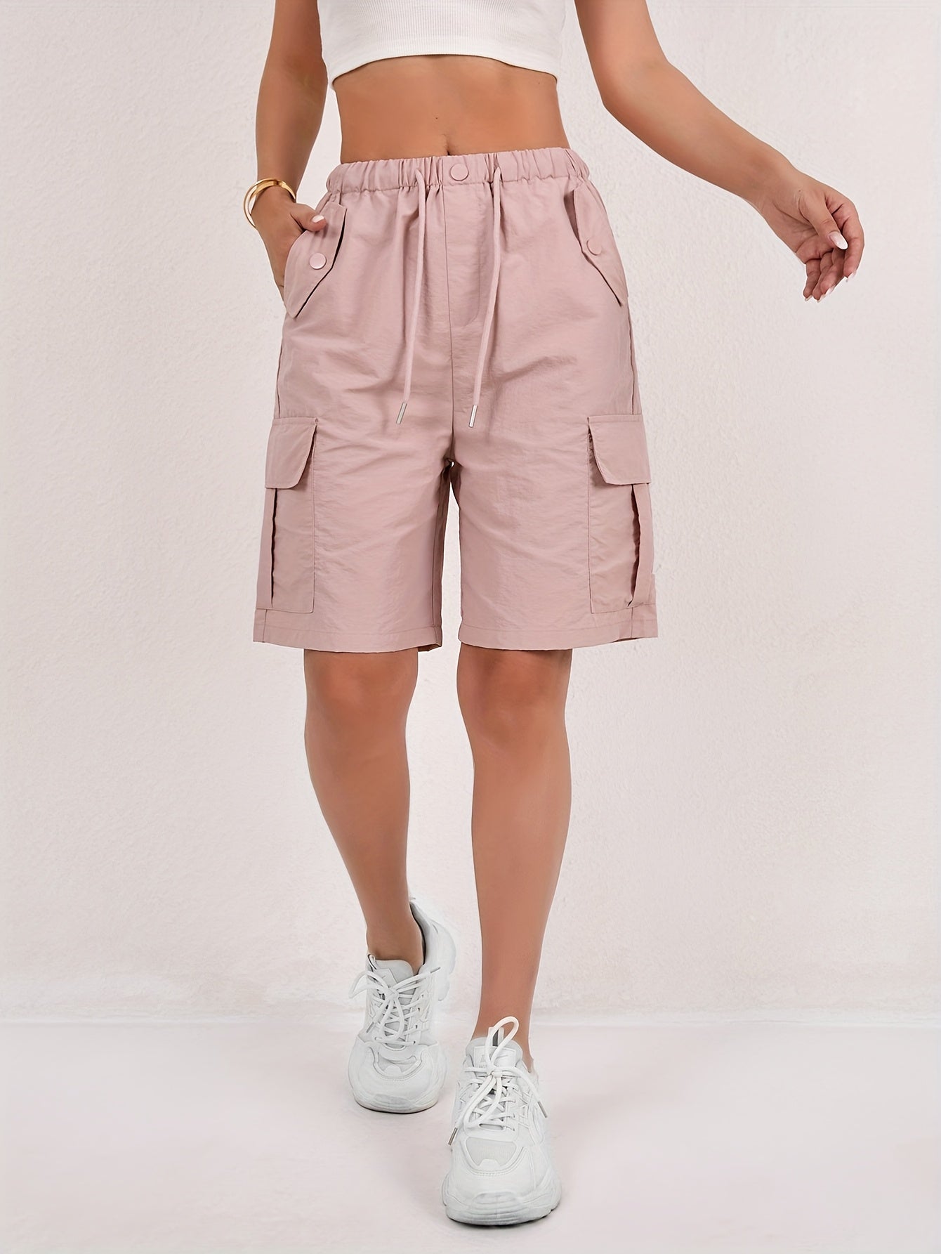 Cargo-Shorts – Elastischer Bund – Lockere Passform – Freizeit-Shorts – Damen-Shorts-HauteBerlin