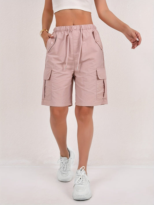 Cargo-Shorts – Elastischer Bund – Lockere Passform – Freizeit-Shorts – Damen-Shorts-HauteBerlin