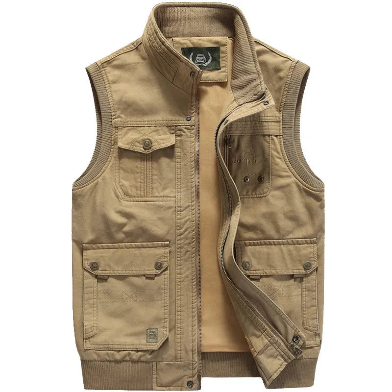 Cargo Vest - Herren Zip-Up Vintage Style Arbeitsweste mit Taschen-HauteBerlin