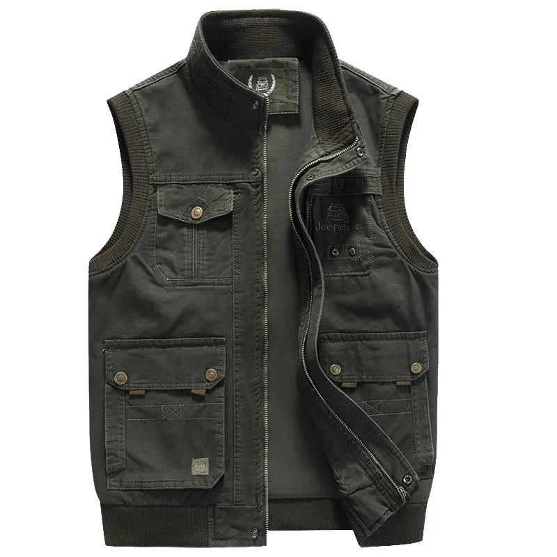 Cargo Vest - Herren Zip-Up Vintage Style Arbeitsweste mit Taschen-HauteBerlin