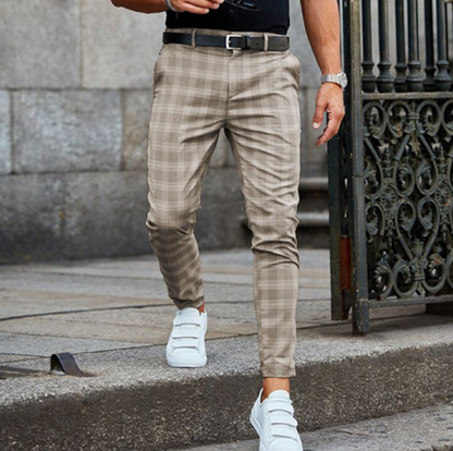 Chino-Hose - Kariert - Slim Fit - Herrenhosen - Chinos-HauteBerlin