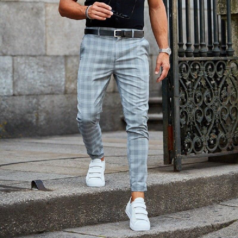 Chinos - Herren karierte Slim Fit Stretch Chino Hose-HauteBerlin