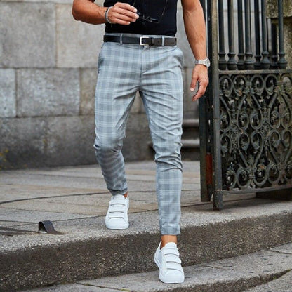 Chinos - Herren karierte Slim Fit Stretch Chino Hose-HauteBerlin
